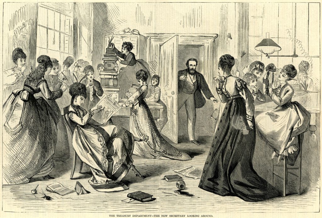 Illustration of women lounging in a messy room