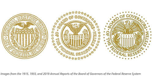 Three versions of the seal of the Board of Governors
